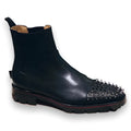 Men's black high-top leather business casual shoes with a cowhide upper.