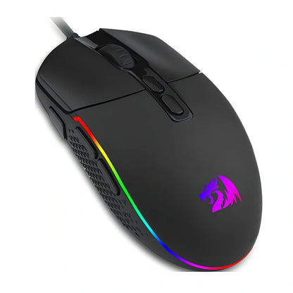 Black wired gaming mouse with 5000 DPI, 9 buttons, 1.8m USB cable, ergonomic for desktop use