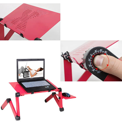 Adjustable aluminium laptop stand with cooling fan in black colour, showing height adjustment mechanism