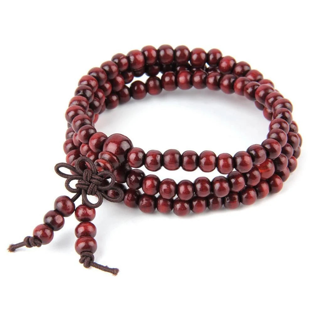 6mm Natural Sandalwood Buddhist Meditation 108 Beads Bracelet for spiritual practice and fashion