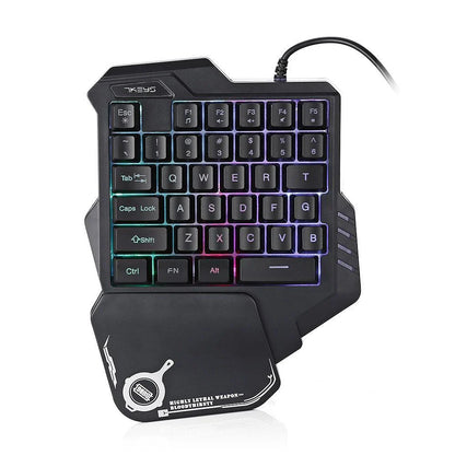 One-handed mechanical gaming keyboard with RGB backlighting and ergonomic design