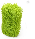 Silver green chenille car wash sponge measuring 14x25cm with spiral wool construction