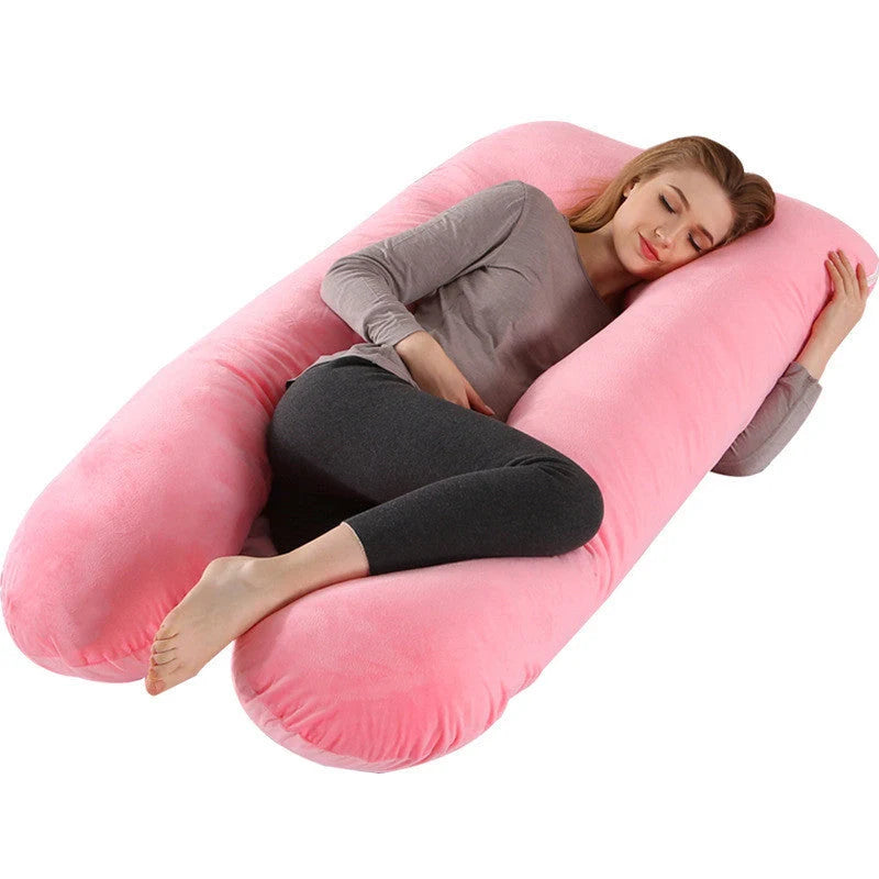 U-shape pregnancy pillow with removable pure cotton cover for support and comfort