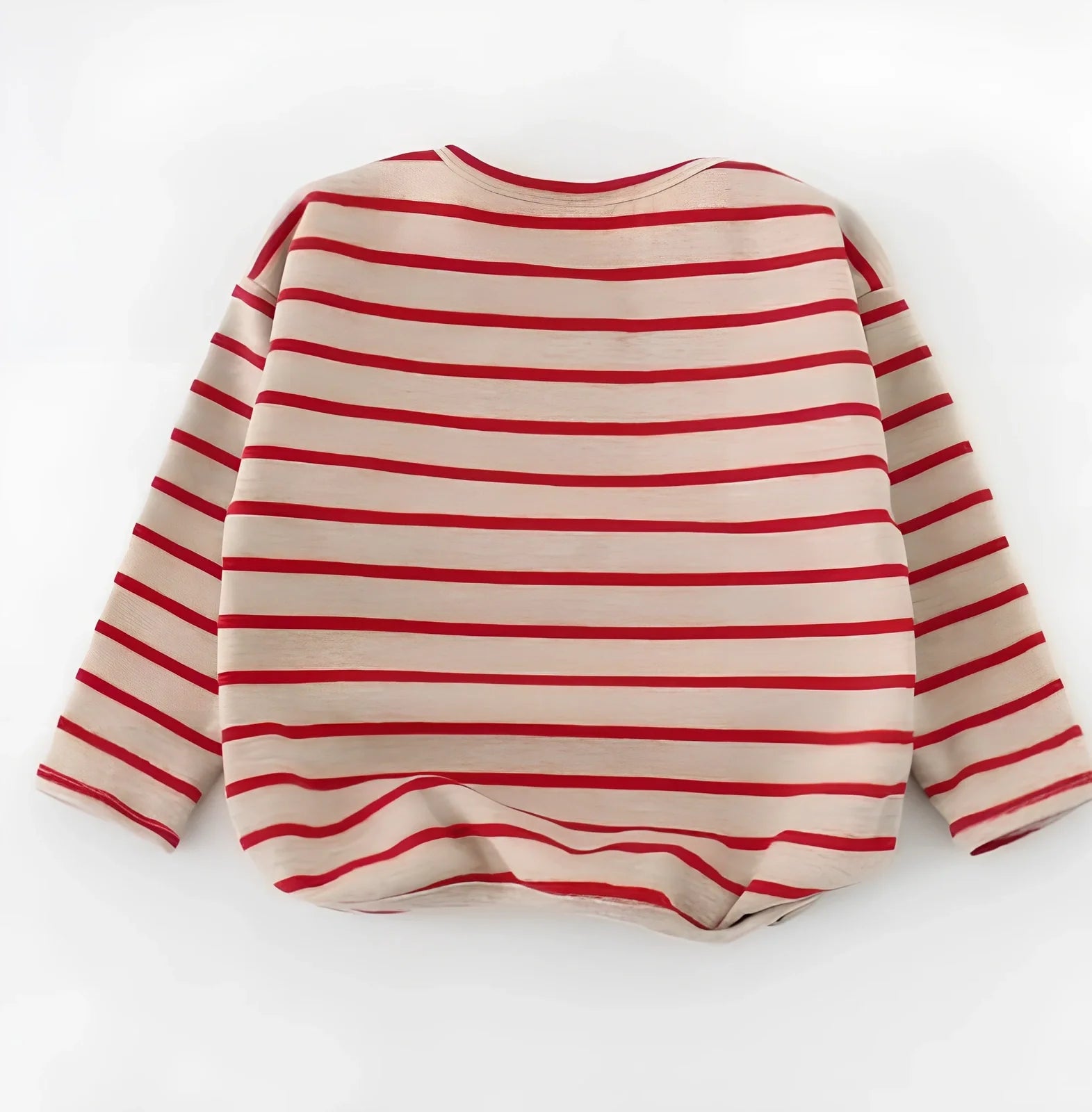 Black or red striped 100% cotton long sleeve T-shirt for baby girls, sizes 80-104 with lengths 34-43cm