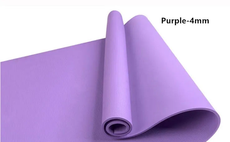EVA yoga mat in blue showing 6mm thickness and textured anti-skid surface.