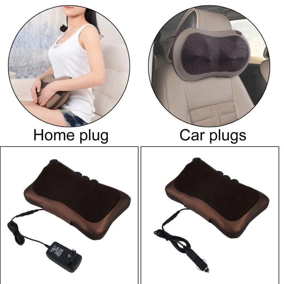 Brown magnet cervical massager pillow with 3D fit design for neck, back, and shoulder relief