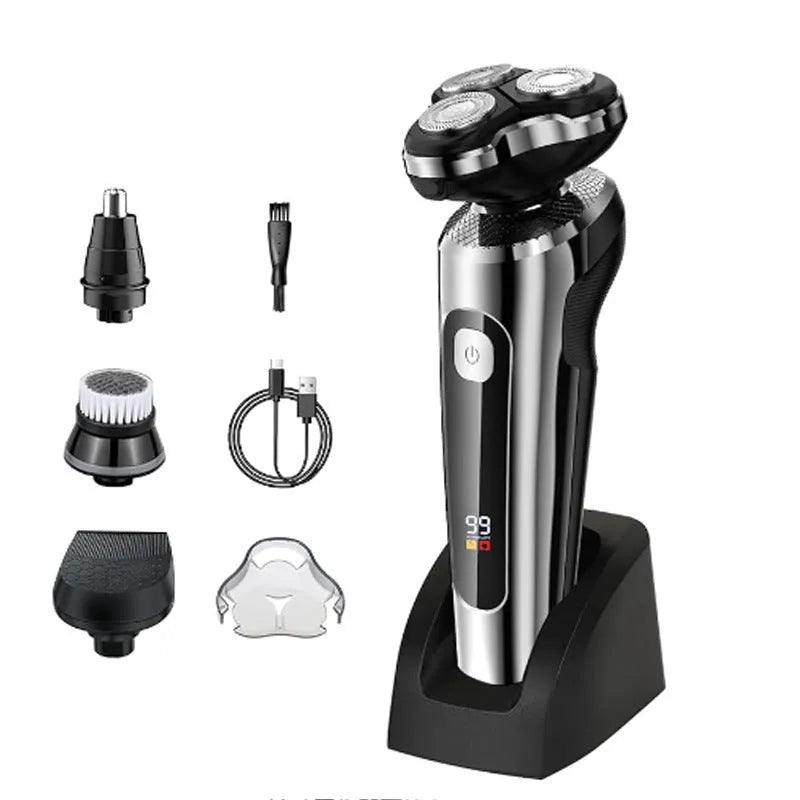 Digital USB rechargeable beard scraper shaver with LED display in five-in-one colour