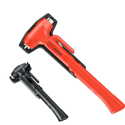 Black ABS window breaker safety hammer with pointed high carbon steel tip and seatbelt cutter, 10cm length for vehicle emergencies