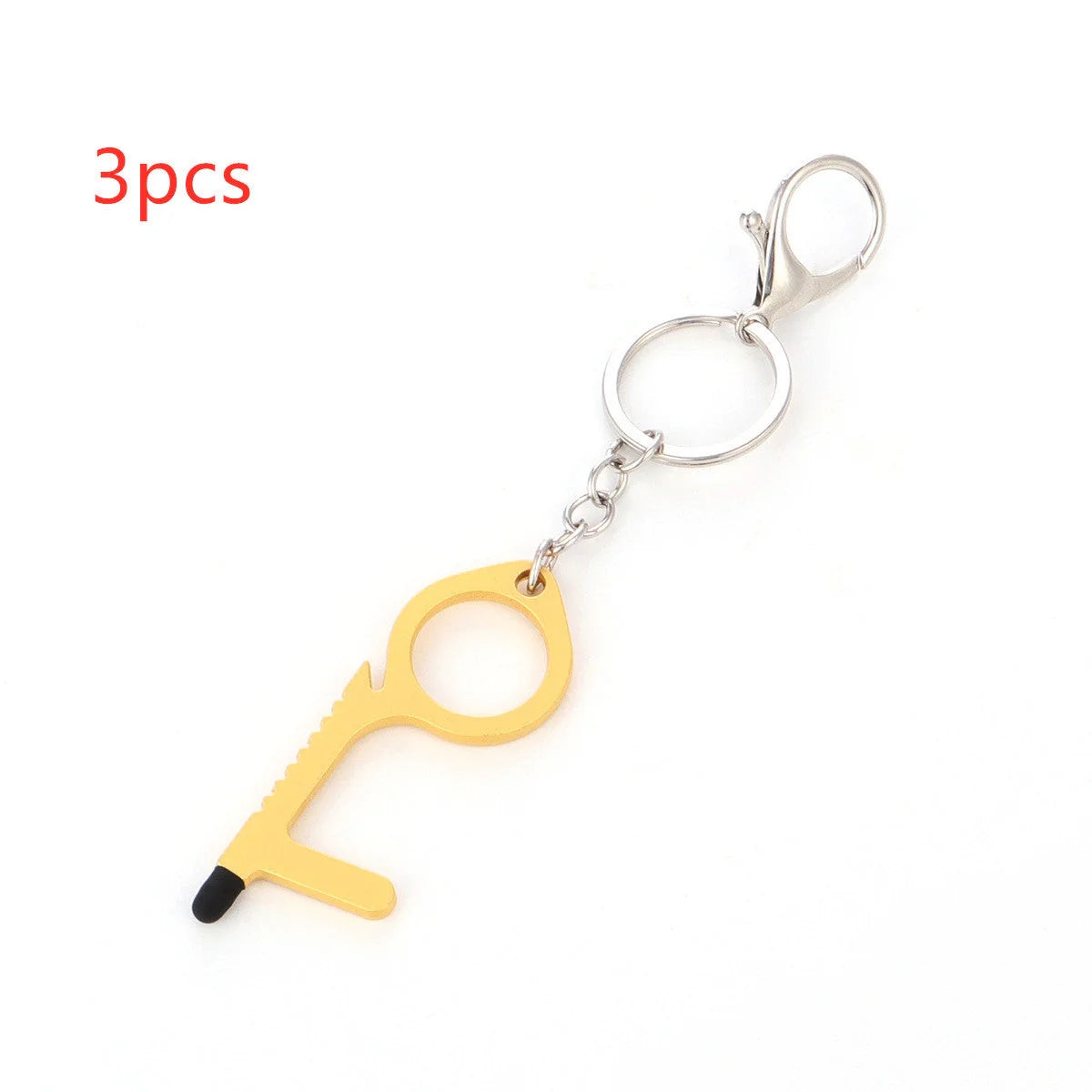 Alloy protective door opener keychain in various colours, 7.9cm in size