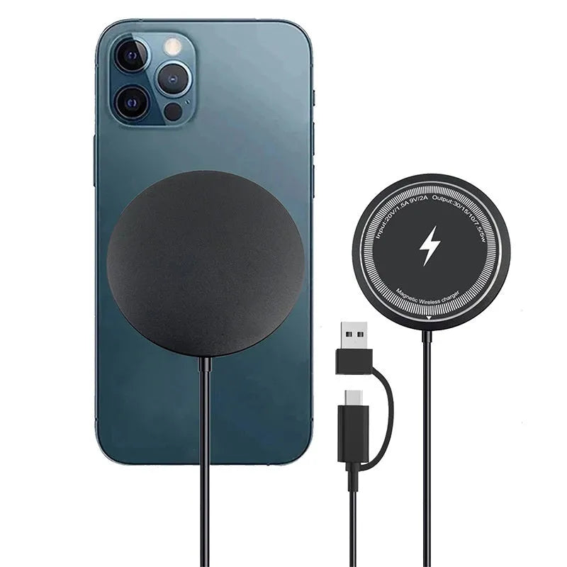 1-to-2 PD magnetic wireless charger in Silver Grey with Type-C input and dual charging positions