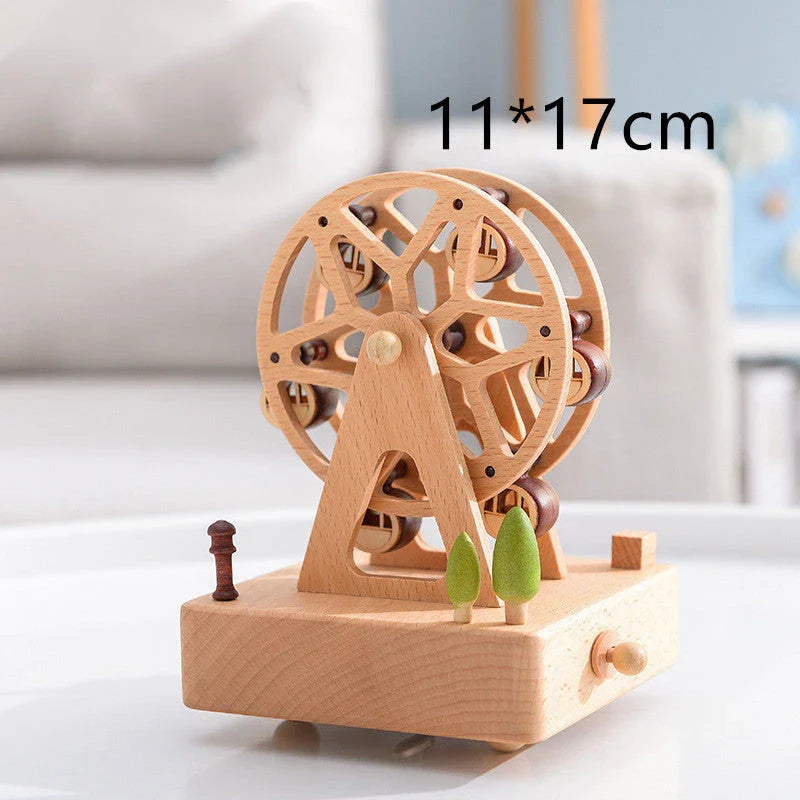 Innovative rotating wooden music box with Yunsheng movement, European-style design