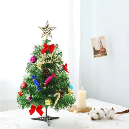 Mini Christmas tree with LED lights and festive decorations, 50cm tall