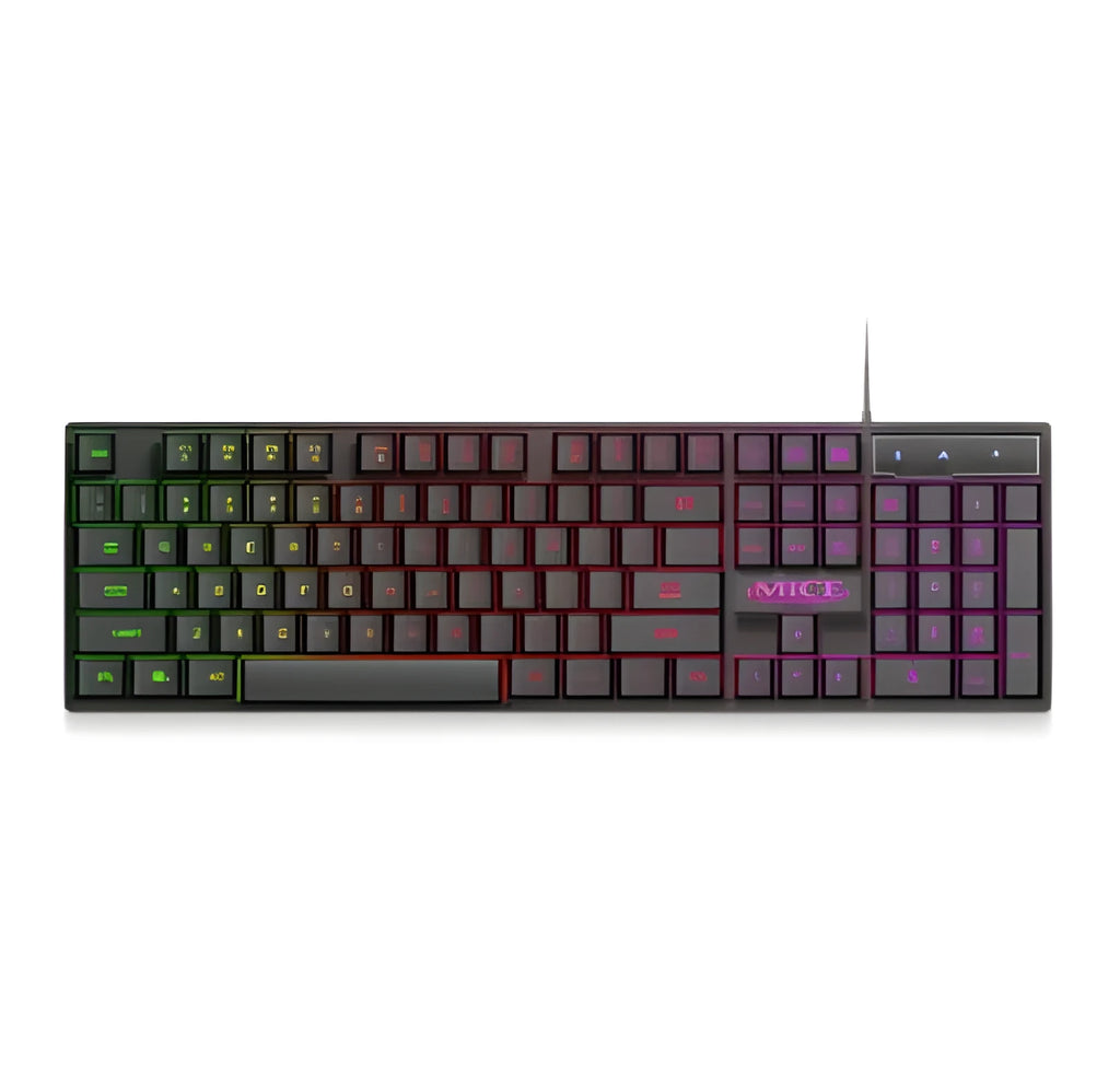 Black USB wired luminous keyboard with frost-textured keycaps and 1.3 metre cable