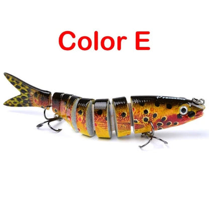 Multi-jointed pike fishing lure with steel ball weight system for enhanced throwing distance