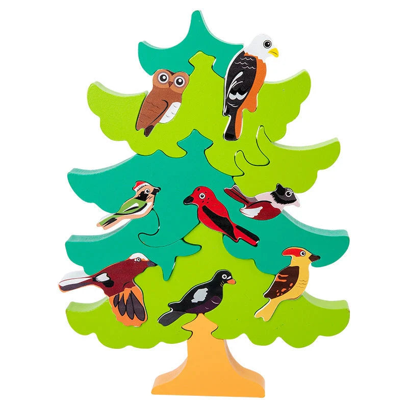 Wooden Bird Tree 3D Jigsaw Puzzle for children aged 4-6, educational and fun