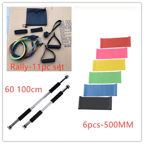 Pull Rope Elastic Rope Strength Training Set with multiple resistance bands and accessories