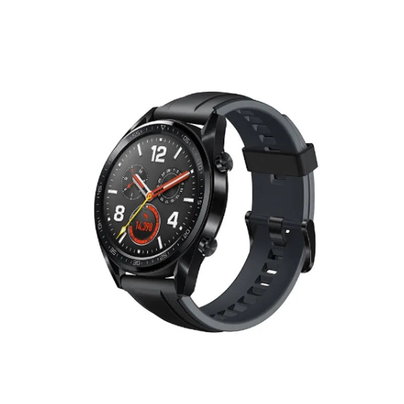 Three transparent PET screen protector films for Ticwatch2 smartwatch on a clean surface.