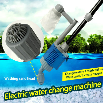 Aquarium multifunction water changer with 84 cm 28 W model, 16 mm hose, and suction ports for gravel vacuuming and siphoning