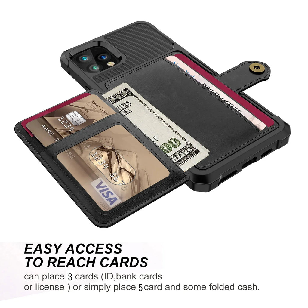 Imitation leather iPhone case with card wallet slot in business solid colours