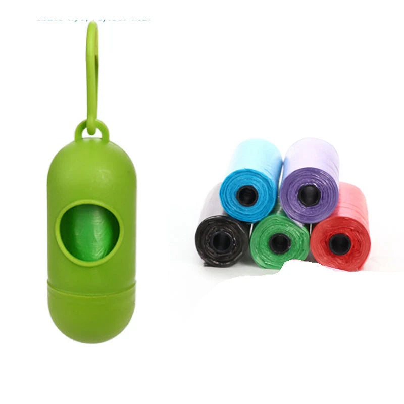 Six colourful dog poop bags for hygienic waste cleanup, size 22.5 * 30 cm