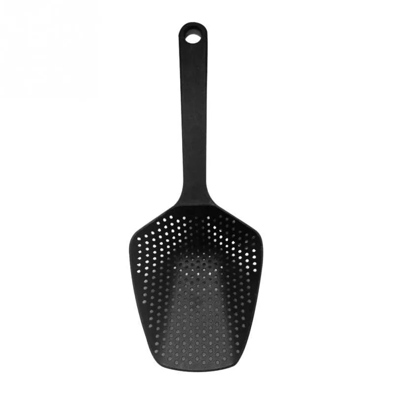 Large blue nylon kitchen strainer scoop colander for draining food from pans
