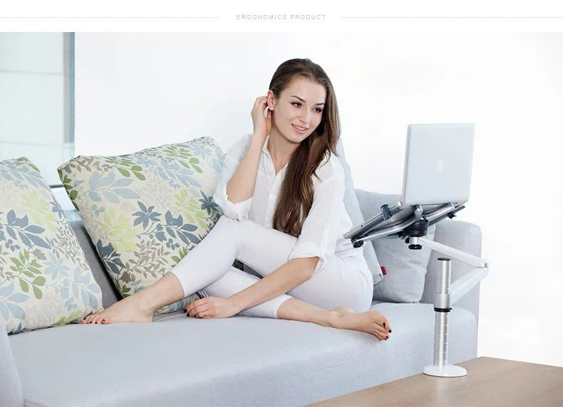 Dual arm laptop stand holder with 440mm arms, aluminium alloy and ABS construction, height adjustable 30-400mm