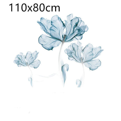 Nordic blue flower PVC wall stickers for home and restaurant decor