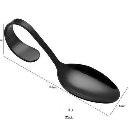 316 stainless steel serving spoon with curved silver handle, 22 cm long, mirror polished for durable kitchen use