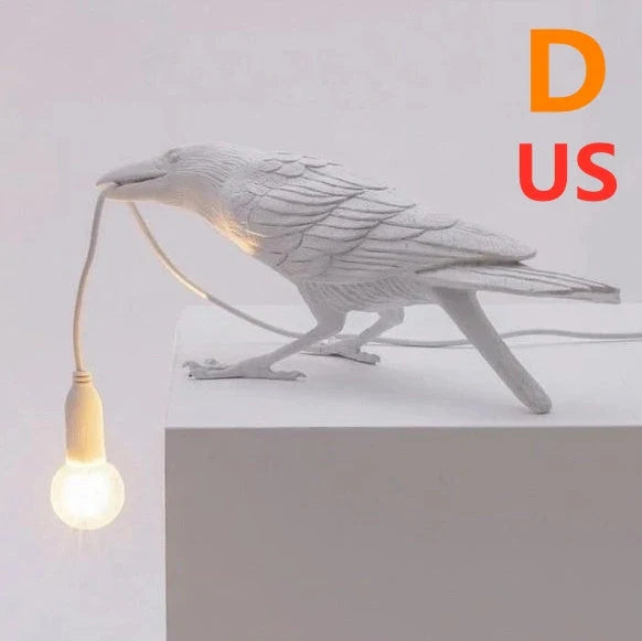 Auspicious Bird Resin Wall Lamp in white or black, featuring a unique bird design and G45 holder