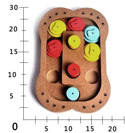 Wooden dog puzzle toy in bone style for interactive feeding and play