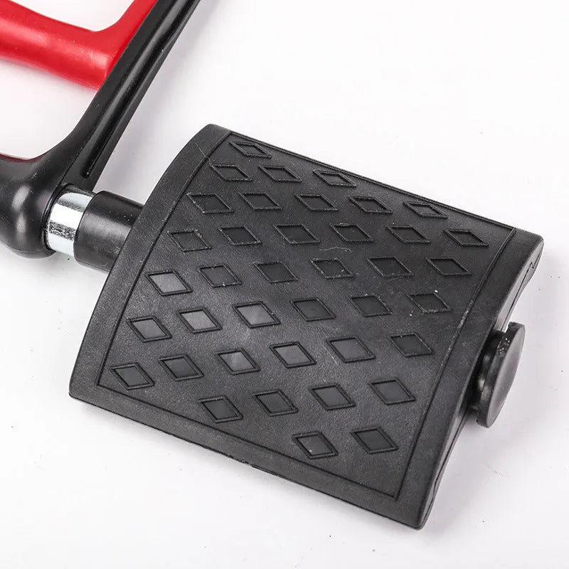 Spring multifunctional tension device with chest expander, arm strength trainer, and grip device in Rally colour, on white background
