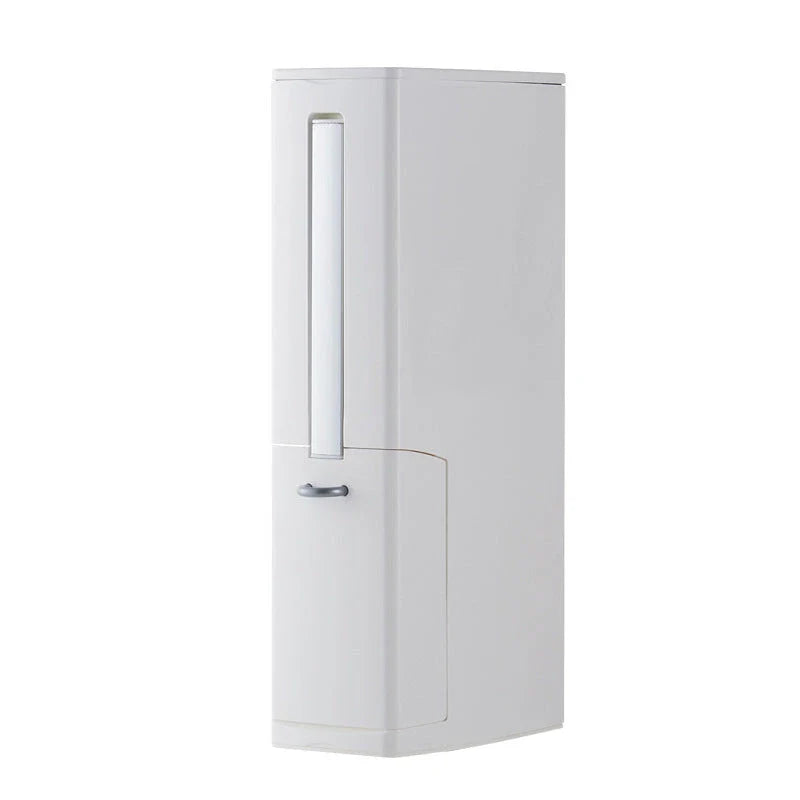 Compact white coffee toilet brush set with built-in tissue box, dimensions 19.5*11*41.2cm