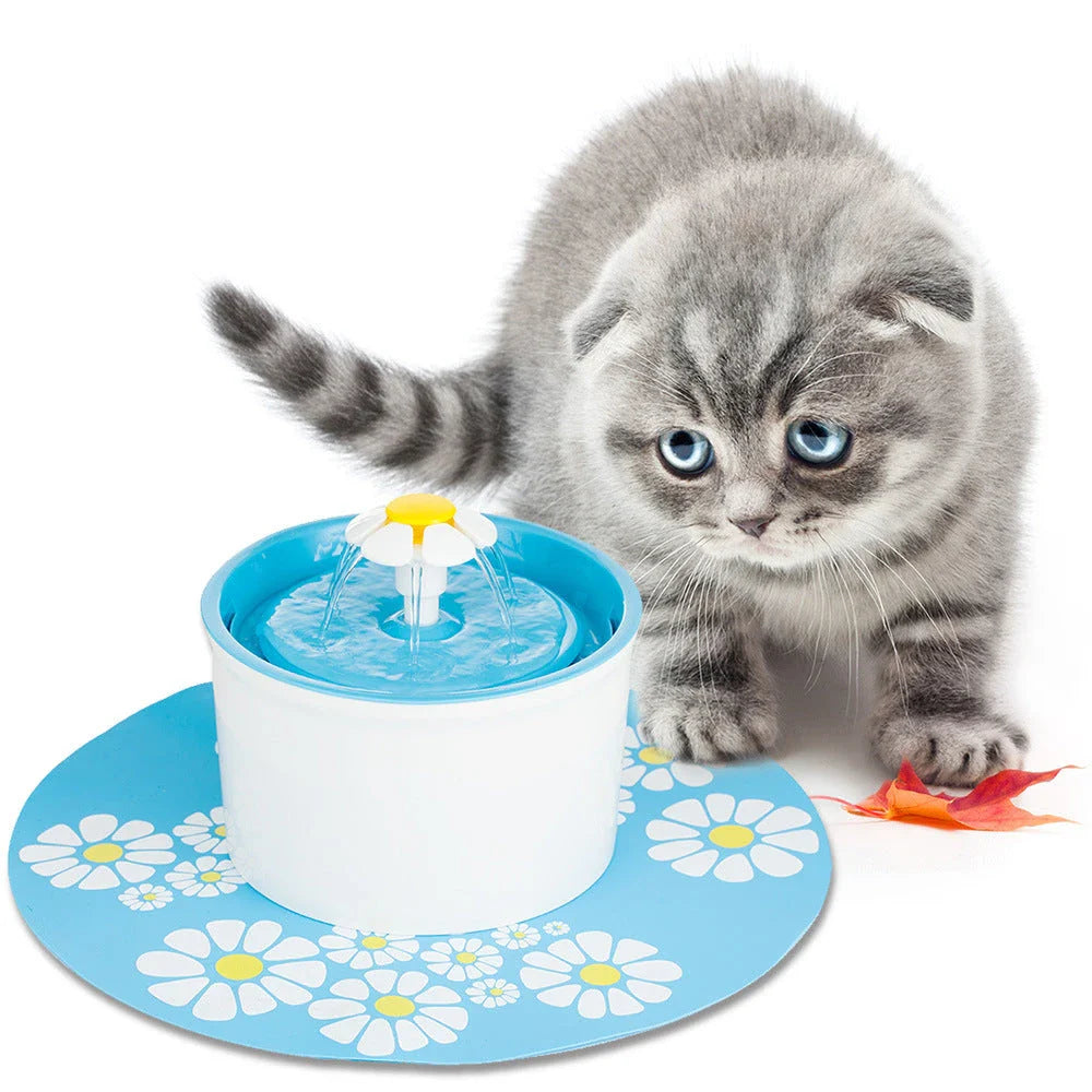 Smart Automatic Water Fountain for Cats in Blue Square Design