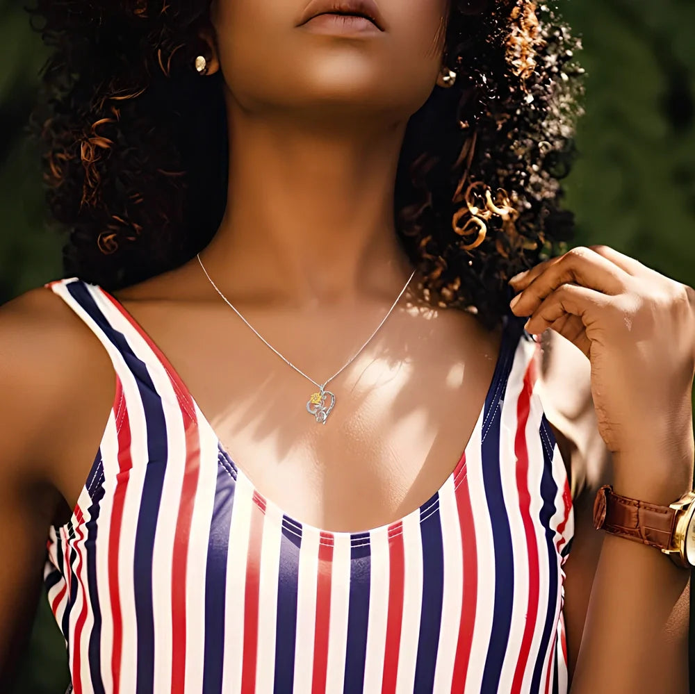 Close-up of S925 sterling silver sunflower necklace with 2cm etched pendant on 45cm chain