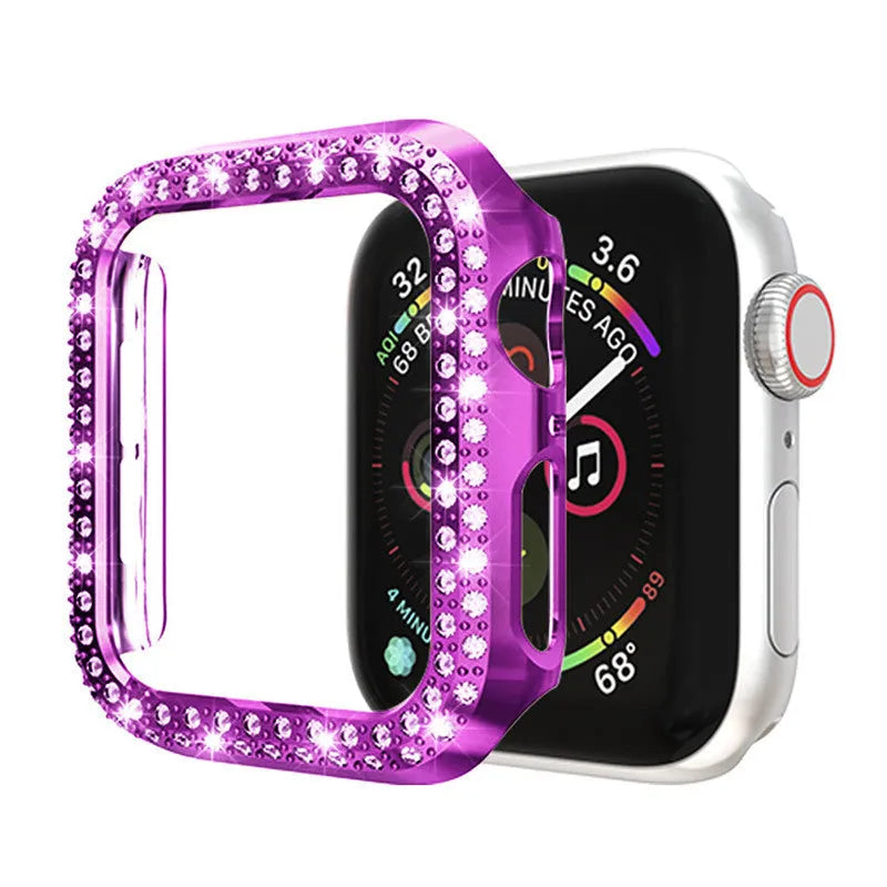 PC protective case for Apple Watch in various colours shown next to a watch.