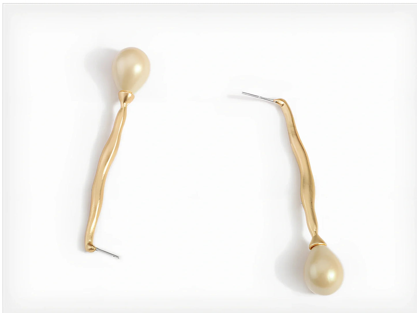 Simple gold alloy pearl earrings with 6mm cultured pearls and butterfly clasp