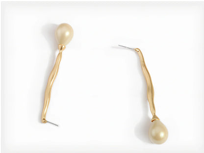 Simple gold alloy pearl earrings with 6mm cultured pearls and butterfly clasp