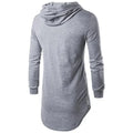 Men's cotton hooded full sleeve V-neck t-shirt in solid colour, front view