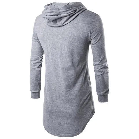 Men's cotton hooded full sleeve V-neck t-shirt in solid colour, front view