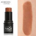 Face contour highlighter makeup product with four shade options A, B, C, D