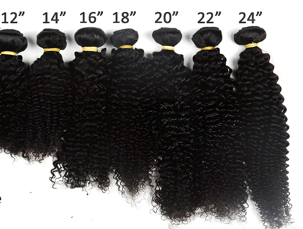 Brazilian human hair kinky curly wave curtain wig in 14-inch length, showing natural clips and volume texture