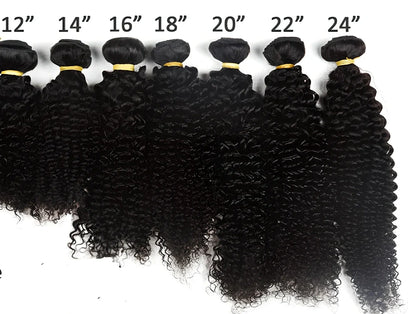 Brazilian human hair kinky curly wave curtain wig in 14-inch length, showing natural clips and volume texture