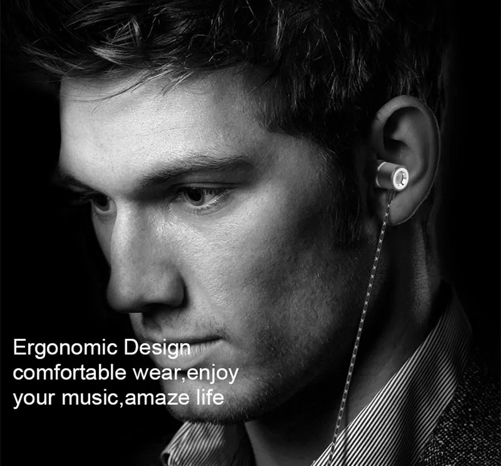 Fanbiya S1 metal in-ear earphones with ear hook design in black, gold, rose gold, or silver.