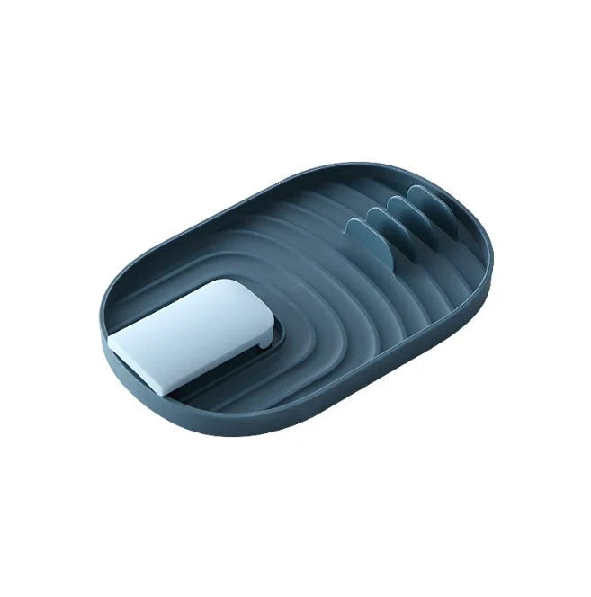 Nordic Pan Cover Storage Rack in Nordic Green, foldable wall-mounted organiser for pot lids and cooking spoons