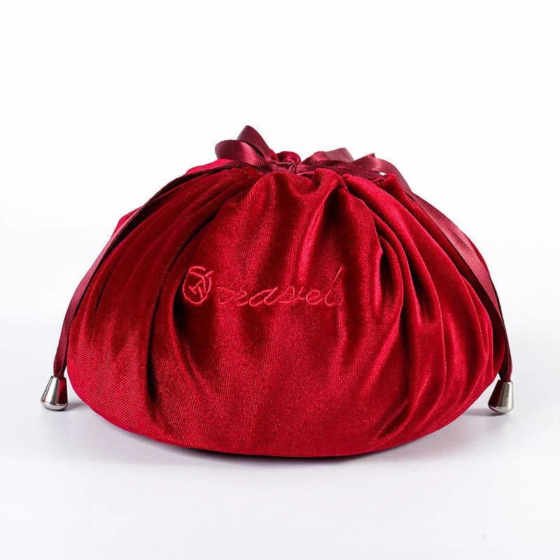 Cartoon Rabbit Ears Velvet Cosmetic Bag with self-adhesive closure in various colours