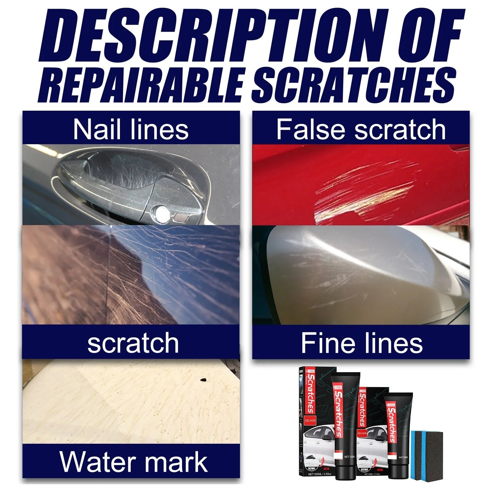 60ml tube of automotive scratch repair cream for car paint scratch removal