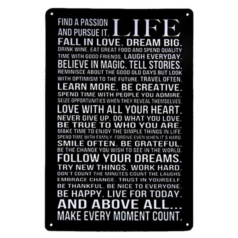 Modern iron metal craft painting with character slogan for home decor