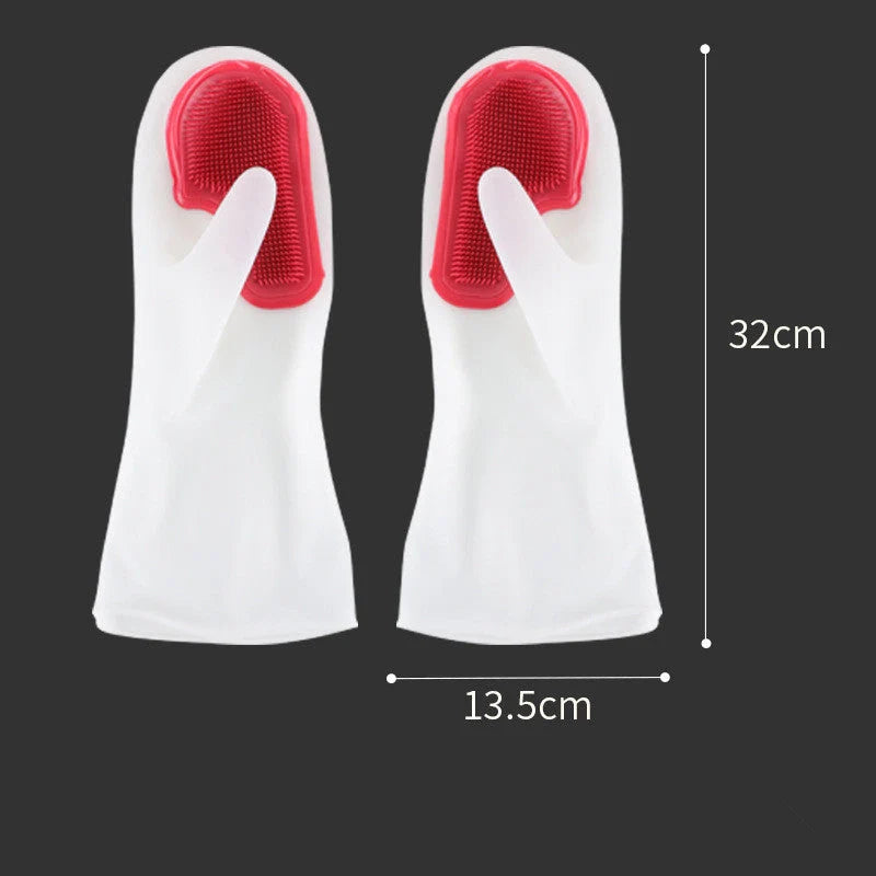 White transparent silicone dishwashing gloves for hygienic kitchen cleaning