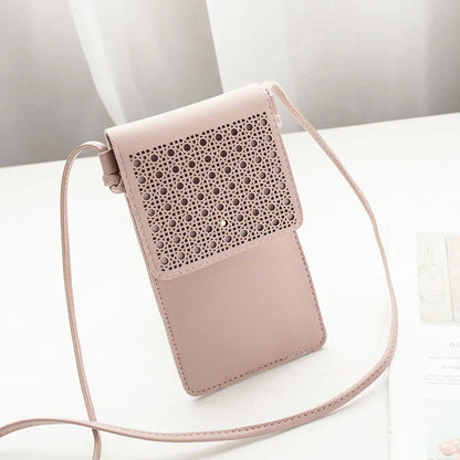 Cross Body Mobile Phone Bag with clear touch screen window in various colors