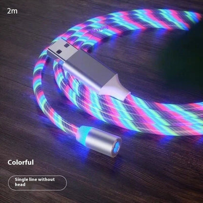 Magnetic charging cable with LED indicator, available in blue, red, green, and colorful options.